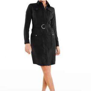 Anatomie Made In Italy Tia Black Belted Zip Front Dress Cargo Pockets Large